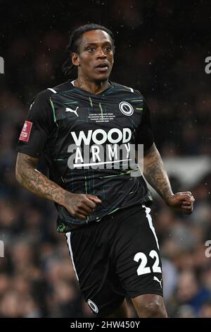 Liverpool, Großbritannien. 03. März 2022. Nile Ranger #22 of Boreham Wood in Liverpool, Vereinigtes Königreich am 3/3/2022. (Foto von Craig Thomas/News Images/Sipa USA) Quelle: SIPA USA/Alamy Live News Stockfoto