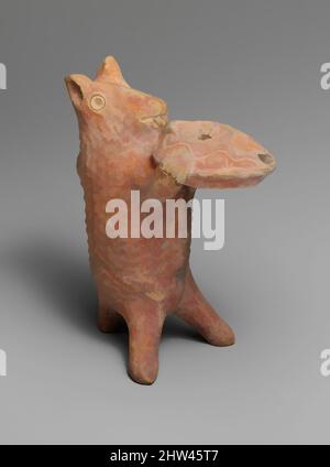 Kunst inspiriert von Terracotta-Statue eines Bären mit Öllampe, spätantike oder frühbyzantinische Kunst, 4.–7. Jahrhundert n. Chr., römisch, Terracotta, H. 6 in. (15,24 cm), Terracottas, Bär hält eine Lampe, stehend auf Hinterbeinen und Schwanz, Classic Works modernisiert von Artotop mit einem Schuss Moderne. Formen, Farbe und Wert, auffällige visuelle Wirkung auf Kunst. Emotionen durch Freiheit von Kunstwerken auf zeitgemäße Weise. Eine zeitlose Botschaft, die eine wild kreative neue Richtung verfolgt. Künstler, die sich dem digitalen Medium zuwenden und die Artotop NFT erschaffen Stockfoto