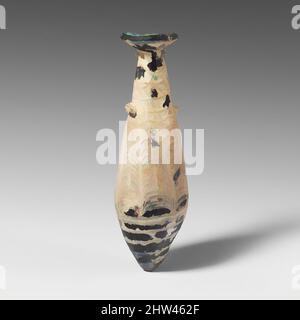 Kunst inspiriert von Glas-Alabastroon (Parfümflasche), hellenistisch, 2.–Mitte 1. Jahrhundert v. Chr., Griechisch, Östliches Mittelmeer, Glas; kernförmig, Gruppe III, H.: 5 Zoll (12,7 cm), Glas, lichtdurchlässig hellblau mit grünlichem Farbton, mit Griffen in gleicher Farbe (?); Trail in opak hellblau, Classic Works modernisiert von Artotop mit einem Schuss Modernität. Formen, Farbe und Wert, auffällige visuelle Wirkung auf Kunst. Emotionen durch Freiheit von Kunstwerken auf zeitgemäße Weise. Eine zeitlose Botschaft, die eine wild kreative neue Richtung verfolgt. Künstler, die sich dem digitalen Medium zuwenden und die Artotop NFT erschaffen Stockfoto