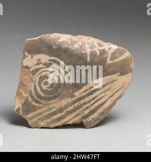 Kunst inspiriert von Terrakotta-Gefässfragment mit Spiral- und Linearmotiven, frühe Minoan III, ca. 2300–2100 v. Chr., Minoan, Terrakotta; Weiß-auf-Dunkel-Ware, andere: 3 1/4 Zoll (8,3 cm), Vasen, aus Gournia, Kreta. Fragment mit Spirale, Classic Works modernisiert von Artotop mit einem Schuss Moderne. Formen, Farbe und Wert, auffällige visuelle Wirkung auf Kunst. Emotionen durch Freiheit von Kunstwerken auf zeitgemäße Weise. Eine zeitlose Botschaft, die eine wild kreative neue Richtung verfolgt. Künstler, die sich dem digitalen Medium zuwenden und die Artotop NFT erschaffen Stockfoto