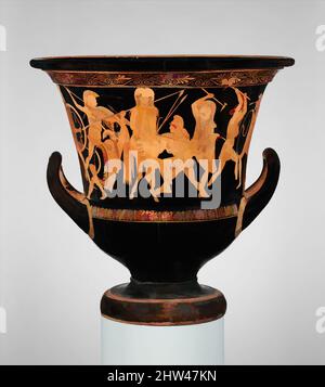 Kunst inspiriert von Terracotta Calyx-Krater (Schüssel zum Mischen von Wein und Wasser), klassisch, ca. 460–450 v. Chr., Griechisch, Dachboden, Terrakotta; rote Figur, H. 21 15/16 Zoll (55,8 cm), Vasen, Vorder- und Rückseite, Amazonomachie (Kampf zwischen Griechen und Amazonen). Die Zahl der Figuren und die Komplexität, Classic Works modernisiert von Artotop mit einem Schuss Moderne. Formen, Farbe und Wert, auffällige visuelle Wirkung auf Kunst. Emotionen durch Freiheit von Kunstwerken auf zeitgemäße Weise. Eine zeitlose Botschaft, die eine wild kreative neue Richtung verfolgt. Künstler, die sich dem digitalen Medium zuwenden und die Artotop NFT erschaffen Stockfoto