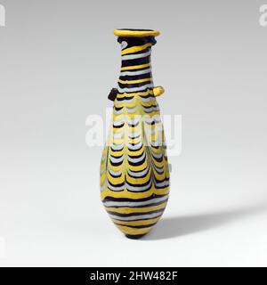 Kunst inspiriert von Glas-Alabastroon (Parfümflasche), hellenistisch, 2.–Mitte 1. Jahrhundert v. Chr., Griechisch, Östliches Mittelmeer, Glas; kernförmig, Gruppe III, H.: 4 3/8 Zoll (11,1 cm), Glas, lichtdurchlässig kobaltblau, mit einem Griff in dunklem, fast opaken bräunlichen Purpur und dem anderen in opaken, Classic Works modernisiert von Artotop mit einem Schuss Modernität. Formen, Farbe und Wert, auffällige visuelle Wirkung auf Kunst. Emotionen durch Freiheit von Kunstwerken auf zeitgemäße Weise. Eine zeitlose Botschaft, die eine wild kreative neue Richtung verfolgt. Künstler, die sich dem digitalen Medium zuwenden und die Artotop NFT erschaffen Stockfoto
