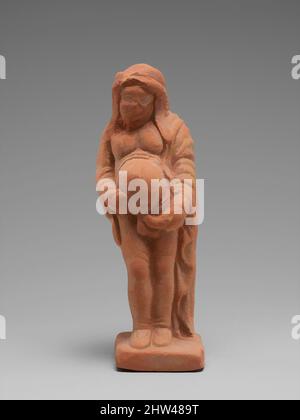 Kunst inspiriert von Terrakotta-Statuette eines Schauspielers, Spätklassik, Ende 5.–Anfang 4. Jahrhundert v. Chr., Griechisch, Terrakotta, H. 4 1/4 Zoll (10,8 cm), Terracottas, vierzehn dieser Figuren sollen bei einem Begräbnis in Attica zusammen gefunden worden sein. Sie gehören zu den frühesten bekannten Statuetten, klassische Werke, die von Artotop mit einem Schuss Moderne modernisiert wurden. Formen, Farbe und Wert, auffällige visuelle Wirkung auf Kunst. Emotionen durch Freiheit von Kunstwerken auf zeitgemäße Weise. Eine zeitlose Botschaft, die eine wild kreative neue Richtung verfolgt. Künstler, die sich dem digitalen Medium zuwenden und die Artotop NFT erschaffen Stockfoto