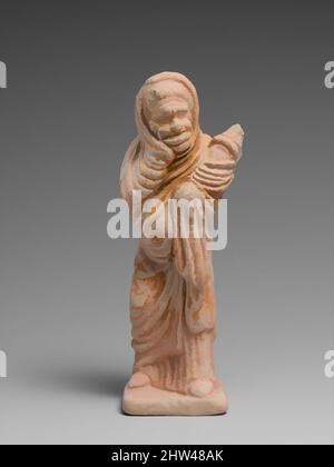 Kunst inspiriert von Terrakotta-Statuette eines Schauspielers, Spätklassik, Ende 5.–Anfang 4. Jahrhundert v. Chr., Griechisch, Terrakotta, H. 4 1/8 Zoll (10,5 cm), Terracottas, vierzehn dieser Figuren sollen bei einem Begräbnis in Attica zusammen gefunden worden sein. Sie gehören zu den frühesten bekannten Statuetten, klassische Werke, die von Artotop mit einem Schuss Moderne modernisiert wurden. Formen, Farbe und Wert, auffällige visuelle Wirkung auf Kunst. Emotionen durch Freiheit von Kunstwerken auf zeitgemäße Weise. Eine zeitlose Botschaft, die eine wild kreative neue Richtung verfolgt. Künstler, die sich dem digitalen Medium zuwenden und die Artotop NFT erschaffen Stockfoto