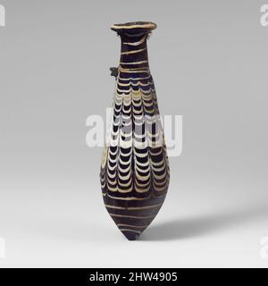 Kunst inspiriert von Glas-Alabastroon (Parfümflasche), hellenistisch, 2.–Mitte 1. Jahrhundert v. Chr., Griechisch, Östliches Mittelmeer, Glas; kernförmig, Gruppe III, H.: 5 3/16 Zoll (13,1 cm), Glas, lichtdurchlässig kobaltblau, mit Griffen in gleicher Farbe; Spur in opak weiß., nach innen schräg unregelmäßig, Classic Works modernisiert von Artotop mit einem Schuss Moderne. Formen, Farbe und Wert, auffällige visuelle Wirkung auf Kunst. Emotionen durch Freiheit von Kunstwerken auf zeitgemäße Weise. Eine zeitlose Botschaft, die eine wild kreative neue Richtung verfolgt. Künstler, die sich dem digitalen Medium zuwenden und die Artotop NFT erschaffen Stockfoto