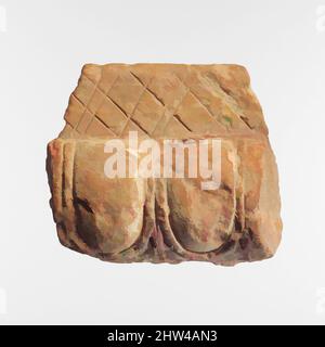 Kunst inspiriert durch Fragment einer Terrakotta-Architekturfliese, archaisch, 6. Jahrhundert v. Chr., Lydian, Terracotta, Insgesamt: 6 11/16 x 5 13/16in. (17 x 14,8cm), Terracottas, eingeschnittene Linien mit Ei- und Dartmuster, Klassische Werke, die von Artotop mit einem Schuss Moderne modernisiert wurden. Formen, Farbe und Wert, auffällige visuelle Wirkung auf Kunst. Emotionen durch Freiheit von Kunstwerken auf zeitgemäße Weise. Eine zeitlose Botschaft, die eine wild kreative neue Richtung verfolgt. Künstler, die sich dem digitalen Medium zuwenden und die Artotop NFT erschaffen Stockfoto