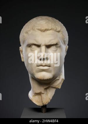 Kunst inspiriert von Marmorportrait des Kaiser Caracalla, Severan, 212–217 n. Chr., Roman, Marmor, H. 14 1/4 Zoll (36,2 cm), Steinskulptur, Caracalla nahm den offiziellen Namen M. Aurelius Antoninus Pius als Teil des Versuchs der Severaner Dynastie an, als legitime und würdige, von Artotop mit einem Schuss Moderne modernisierte klassische Werke zu erscheinen. Formen, Farbe und Wert, auffällige visuelle Wirkung auf Kunst. Emotionen durch Freiheit von Kunstwerken auf zeitgemäße Weise. Eine zeitlose Botschaft, die eine wild kreative neue Richtung verfolgt. Künstler, die sich dem digitalen Medium zuwenden und die Artotop NFT erschaffen Stockfoto