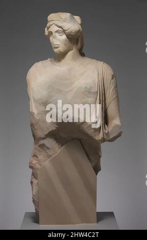 Kunst inspiriert vom oberen Teil einer Marmorstatue einer Frau, Imperial, 1.–2. Jahrhundert n. Chr., Roman, Marmor, Pententali, H. 51 3/4 Zoll (131,5 cm), Steinskulptur, Kopie einer griechischen Statue von ca. 460–450 V. CHR. Dies ist wahrscheinlich eine Darstellung von Athene, für die ungewöhnlich hohe Krone der, Classic Works modernisiert von Artotop mit einem Schuss Moderne. Formen, Farbe und Wert, auffällige visuelle Wirkung auf Kunst. Emotionen durch Freiheit von Kunstwerken auf zeitgemäße Weise. Eine zeitlose Botschaft, die eine wild kreative neue Richtung verfolgt. Künstler, die sich dem digitalen Medium zuwenden und die Artotop NFT erschaffen Stockfoto