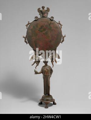 Kunst inspiriert von Bronze Spiegel mit einem Träger in Form einer drapierten Frau, klassisch, Mitte 5. Jahrhundert v. Chr., Griechisch, Argive, Bronze, H. 15 15/16 Zoll (40,41 cm), Bronzen, die Integration von dreidimensionalen Figuren in die Gestaltung eines funktionellen Objekts ist ein Markenzeichen der griechischen Kunst. A, Klassische Werke von Artotop mit einem Schuss Moderne modernisiert. Formen, Farbe und Wert, auffällige visuelle Wirkung auf Kunst. Emotionen durch Freiheit von Kunstwerken auf zeitgemäße Weise. Eine zeitlose Botschaft, die eine wild kreative neue Richtung verfolgt. Künstler, die sich dem digitalen Medium zuwenden und die Artotop NFT erschaffen Stockfoto