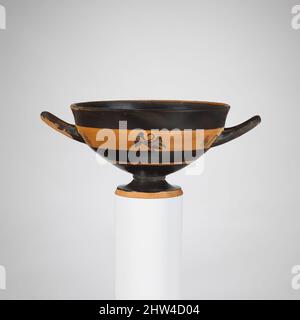 Kunst inspiriert von Terracotta skyphos (tiefer Trinkbecher), archaisch, ca. 530 v. Chr., Griechisch, Dachboden, Terrakotta; schwarze Figur, 3 1/4 Zoll × 7 7/8 Zoll × 5 3/4 Zoll × 2 1/2 Zoll (8,3 × 20 × 14,6 cm), Vasen, Vorder- und Rückseite, Schwan. Ursprünglich eine korinthische Form, dienten die Skyphos den gleichen, Classic Works modernisiert von Artotop mit einem Schuss Moderne. Formen, Farbe und Wert, auffällige visuelle Wirkung auf Kunst. Emotionen durch Freiheit von Kunstwerken auf zeitgemäße Weise. Eine zeitlose Botschaft, die eine wild kreative neue Richtung verfolgt. Künstler, die sich dem digitalen Medium zuwenden und die Artotop NFT erschaffen Stockfoto