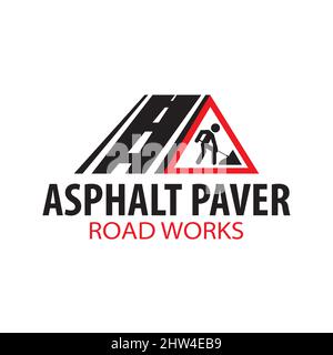Vektor-Logo von Asphaltfertiger, Straßenarbeiten Stock Vektor