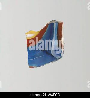 Kunst inspiriert von Glasmosaik geripptes Schalenfragment, frühes Imperium, Ende des 1.. Jahrhunderts v. Chr.–Anfang des 1.. Jahrhunderts n. Chr., römisch, Glas; Guss und Werkzeug, andere: 1 1/4 x 1 7/16 Zoll (3,1 x 3,7 cm), Glas, Körperfragment, Durchscheinend Kobaltblau, opak weiß, Gelb und Ziegelrot., tief konvex, Klassisches Werk, das von Artotop mit einem Schuss Moderne modernisiert wurde. Formen, Farbe und Wert, auffällige visuelle Wirkung auf Kunst. Emotionen durch Freiheit von Kunstwerken auf zeitgemäße Weise. Eine zeitlose Botschaft, die eine wild kreative neue Richtung verfolgt. Künstler, die sich dem digitalen Medium zuwenden und die Artotop NFT erschaffen Stockfoto