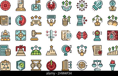 Courage-Symbole setzen einen Umrissvektor. Riskieren Sie Abenteuer. Herausforderung im Leben Stock Vektor