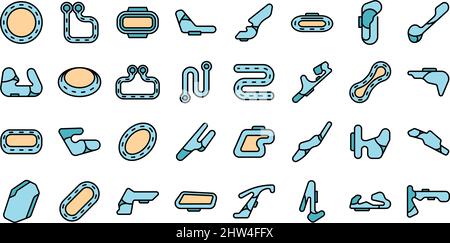 Racetrack-Symbole legen den Umrissvektor fest. Trackmap. Großer preis Stock Vektor