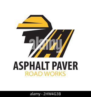Vektor-Logo von Asphaltfertiger, Straßenarbeiten Stock Vektor