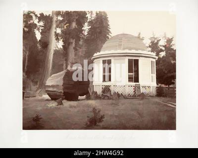 Kunst inspiriert vom Haus über dem Baumstumpf eines großen Baumes, 1865–66, gedruckt ca. 1876, Albumen-Silberdruck aus Glasnegativ, Fotografien, Carleton E. Watkins (amerikanisch, 1829–1916, Klassische Werke, die von Artotop mit einem Schuss Moderne modernisiert wurden. Formen, Farbe und Wert, auffällige visuelle Wirkung auf Kunst. Emotionen durch Freiheit von Kunstwerken auf zeitgemäße Weise. Eine zeitlose Botschaft, die eine wild kreative neue Richtung verfolgt. Künstler, die sich dem digitalen Medium zuwenden und die Artotop NFT erschaffen Stockfoto