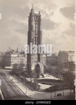 Kunst inspiriert von La Tour St. Jacques La Boucherie à Paris, ca. 1867, Albuminsilberdruck von Glasnegativ, 40,7 x 30,6 cm. (16 x 12 1/16 in.), Fotografien, Charles Soulier (französisch, 1840–1875), die freistehende Tour Saint-Jacques, die man heute in einem Park direkt an der Rue de sieht, Classic Works modernisiert von Artotop mit einem Schuss Moderne. Formen, Farbe und Wert, auffällige visuelle Wirkung auf Kunst. Emotionen durch Freiheit von Kunstwerken auf zeitgemäße Weise. Eine zeitlose Botschaft, die eine wild kreative neue Richtung verfolgt. Künstler, die sich dem digitalen Medium zuwenden und die Artotop NFT erschaffen Stockfoto