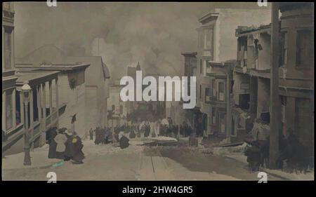 Art Inspired by After the Earthquake, San Francisco, 1906, Silbergelatin-Druck, 13,3 x 23,5 cm (5 1/4 x 9 1/4 Zoll), Fotografien, Arnold Genthe (amerikanisch (geboren in Deutschland), Berlin 1869–1942 New Milford, Connecticut), am frühen Morgen des 18. April 1906 erschütterte ein schweres Erdbeben San, Klassische Werke, die von Artotop mit einem Hauch von Moderne modernisiert wurden. Formen, Farbe und Wert, auffällige visuelle Wirkung auf Kunst. Emotionen durch Freiheit von Kunstwerken auf zeitgemäße Weise. Eine zeitlose Botschaft, die eine wild kreative neue Richtung verfolgt. Künstler, die sich dem digitalen Medium zuwenden und die Artotop NFT erschaffen Stockfoto
