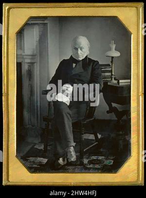 Kunst inspiriert von John Quincy Adams, ca. 1850, Daguerreotype, 12,0 x 9,0 cm (4 3/4 x 3 9/16 Zoll), Fotografien, Albert Sands Southworth (amerikanisch, West Fairlee, Vermont 1811–1894 Charlestown, Massachusetts), Josiah Johnson Hawes (amerikanisch, Wayland, Massachusetts 1808–1901 Crawford Notch, Klassische Werke, die von Artotop mit einem Schuss Moderne modernisiert wurden. Formen, Farbe und Wert, auffällige visuelle Wirkung auf Kunst. Emotionen durch Freiheit von Kunstwerken auf zeitgemäße Weise. Eine zeitlose Botschaft, die eine wild kreative neue Richtung verfolgt. Künstler, die sich dem digitalen Medium zuwenden und die Artotop NFT erschaffen Stockfoto