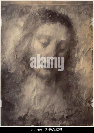 Kunst inspiriert von der Zeichnung Christi aus Leonardo da Vincis 'das letzte Abendmahl', 1857–61, Silberalbumin-Druck aus Papiernegativ, Bild: 36,3 x 26,6 cm (14 5/16 x 10 1/2 Zoll), Fotografien, Léon Gérard (Französisch, 1817–1896), Diese ätherische Fotografie zeichnet eine viel überarbeitete Zeichnung auf Papier auf, klassische Werke, die von Artotop mit einem Schuss Moderne modernisiert wurden. Formen, Farbe und Wert, auffällige visuelle Wirkung auf Kunst. Emotionen durch Freiheit von Kunstwerken auf zeitgemäße Weise. Eine zeitlose Botschaft, die eine wild kreative neue Richtung verfolgt. Künstler, die sich dem digitalen Medium zuwenden und die Artotop NFT erschaffen Stockfoto