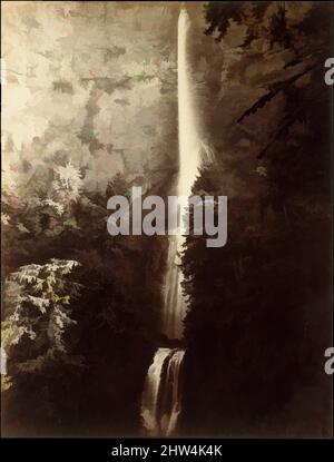 Art Inspired by Multnomah Falls Cascade, Columbia River, 1867, Albumensilberdruck aus Glasnegativ, Bild: 52,4 x 40 cm (20 5/8 x 15 3/4 Zoll), Fotografien, Carleton E. Watkins (Amerikaner, 1829–1916), Watkins machte 1867 eine viermonatige Reise nach Oregon und zum Columbia River. Josiah, Classic Works modernisiert von Artotop mit einem Schuss Moderne. Formen, Farbe und Wert, auffällige visuelle Wirkung auf Kunst. Emotionen durch Freiheit von Kunstwerken auf zeitgemäße Weise. Eine zeitlose Botschaft, die eine wild kreative neue Richtung verfolgt. Künstler, die sich dem digitalen Medium zuwenden und die Artotop NFT erschaffen Stockfoto