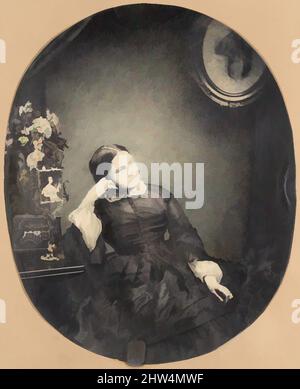 Kunst inspiriert von La fille de mon ami de Lille, 1856, gesalzener Papierdruck aus Papiernegativ, Bild: 8 3/4 × 7 1/16 in. (22,2 × 17,9 cm), Fotografien, Louis-Pierre-Théophile Dubois de Nehaut (Französisch, aktives Belgien, 1799–1872, Klassische Werke, die von Artotop mit einem Schuss Moderne modernisiert wurden. Formen, Farbe und Wert, auffällige visuelle Wirkung auf Kunst. Emotionen durch Freiheit von Kunstwerken auf zeitgemäße Weise. Eine zeitlose Botschaft, die eine wild kreative neue Richtung verfolgt. Künstler, die sich dem digitalen Medium zuwenden und die Artotop NFT erschaffen Stockfoto