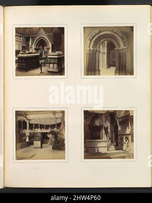 Kunst inspiriert vom Medieval Court; Eingang zum Byzantinischen Court; Sheffield Court; französische und italienische mittelalterliche Vorhalle, ca. 1859, Albumensilberdruck aus Glasnegativ, 7,9 x 8,1 cm (3 1/8 x 3 3/16 Zoll), jeweils Fotografien, Philip Henry Delamotte zugeschrieben (British, 1821–1889, Classic Works Modernized by Artotop with a Splash of Modernity. Formen, Farbe und Wert, auffällige visuelle Wirkung auf Kunst. Emotionen durch Freiheit von Kunstwerken auf zeitgemäße Weise. Eine zeitlose Botschaft, die eine wild kreative neue Richtung verfolgt. Künstler, die sich dem digitalen Medium zuwenden und die Artotop NFT erschaffen Stockfoto