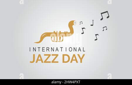 Internationaler Jazztag. Jazz Musik Feier Vorlage für Banner, Karte, Poster, Hintergrund. Stock Vektor