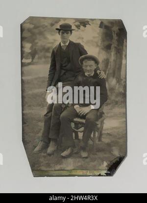 Kunst inspiriert von zwei jungen Männern im Freien, einer sitzend, der andere am Arm des Stuhls, 1880s, Tintype, Bild: 9,1 x 6 cm (3 9/16 x 2 3/8 Zoll), Fotografien, Unbekannt (amerikanisch, Klassische Werke, die von Artotop mit einem Schuss Moderne modernisiert wurden. Formen, Farbe und Wert, auffällige visuelle Wirkung auf Kunst. Emotionen durch Freiheit von Kunstwerken auf zeitgemäße Weise. Eine zeitlose Botschaft, die eine wild kreative neue Richtung verfolgt. Künstler, die sich dem digitalen Medium zuwenden und die Artotop NFT erschaffen Stockfoto