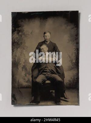 Kunst inspiriert von zwei jungen Männern, einer umarmt den anderen, 1870s–80s, Tintype, Bild: 8,4 x 6 cm (3 5/16 x 2 3/8 Zoll), Fotografien, Unbekannt (amerikanisch, Klassische Werke, die von Artotop mit einem Schuss Moderne modernisiert wurden. Formen, Farbe und Wert, auffällige visuelle Wirkung auf Kunst. Emotionen durch Freiheit von Kunstwerken auf zeitgemäße Weise. Eine zeitlose Botschaft, die eine wild kreative neue Richtung verfolgt. Künstler, die sich dem digitalen Medium zuwenden und die Artotop NFT erschaffen Stockfoto