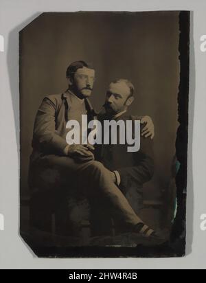 Kunst inspiriert von zwei rauchenden Männern, einer sitzt im Schoß des anderen, 1880s–90s, Tintype, Bild: 8,6 x 5,9 cm (3 3/8 x 2 5/16 Zoll), unregelmäßig, Fotografien, Unbekannt (amerikanisch, Klassische Werke, die von Artotop mit einem Schuss Moderne modernisiert wurden. Formen, Farbe und Wert, auffällige visuelle Wirkung auf Kunst. Emotionen durch Freiheit von Kunstwerken auf zeitgemäße Weise. Eine zeitlose Botschaft, die eine wild kreative neue Richtung verfolgt. Künstler, die sich dem digitalen Medium zuwenden und die Artotop NFT erschaffen Stockfoto