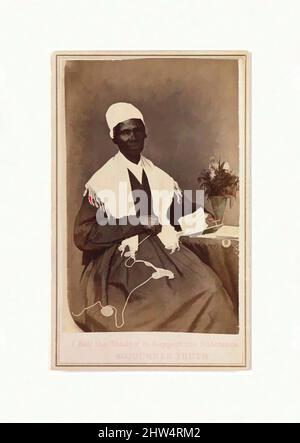 Kunst inspiriert von Sojourner Truth, „I Sell the Shadow to Support the Substance“, 1864, Silberalbumen-Druck aus Glasnegativ, Bild: 8,5 × 5,4 cm (3 3/8 × 2 1/8 in.), Fotografien, Unbekannt (amerikanisch), geboren Isabella Baumfree zu einer Familie von Sklaven in Ulster County, New York, Sojourner, Klassische Werke von Artotop mit einem Schuss Moderne modernisiert. Formen, Farbe und Wert, auffällige visuelle Wirkung auf Kunst. Emotionen durch Freiheit von Kunstwerken auf zeitgemäße Weise. Eine zeitlose Botschaft, die eine wild kreative neue Richtung verfolgt. Künstler, die sich dem digitalen Medium zuwenden und die Artotop NFT erschaffen Stockfoto