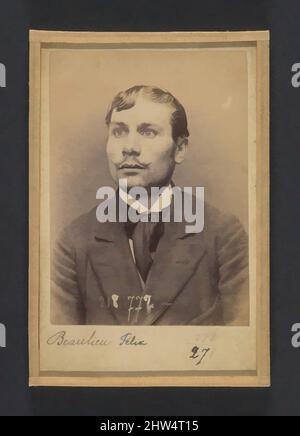 Kunst inspiriert von Beaulieu. Henri, Félix, Camille. 23 ans, né le 30/11/70 à Paris Ve. Comptable. Anarchiste. 23/5/94., 1894, Albumen-Silberdruck von Glasnegativ, je 10,5 x 7 x 0,5 cm (4 1/8 x 2 3/4 x 3/16 in.), Fotografien, Alphonse Bertillon (französisch, 1853–1914), Born into a, Klassische Werke, die von Artotop mit einem Hauch von Moderne modernisiert wurden. Formen, Farbe und Wert, auffällige visuelle Wirkung auf Kunst. Emotionen durch Freiheit von Kunstwerken auf zeitgemäße Weise. Eine zeitlose Botschaft, die eine wild kreative neue Richtung verfolgt. Künstler, die sich dem digitalen Medium zuwenden und die Artotop NFT erschaffen Stockfoto