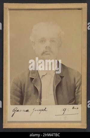 Von Gama inspirierte Kunst. Joseph. 41 ans, né le 5/3/42 à Paris IXe. Graveur. Anarchiste. 6/7/94., 1894, Albumen-Silberdruck aus Glasnegativ, je 10,5 x 7 x 0,5 cm (4 1/8 x 2 3/4 x 3/16 Zoll), Fotografien, Alphonse Bertillon (französisch, 1853–1914), geboren in einer angesehenen Familie klassischer Werke, die von Artotop mit einem Schuss Moderne modernisiert wurden. Formen, Farbe und Wert, auffällige visuelle Wirkung auf Kunst. Emotionen durch Freiheit von Kunstwerken auf zeitgemäße Weise. Eine zeitlose Botschaft, die eine wild kreative neue Richtung verfolgt. Künstler, die sich dem digitalen Medium zuwenden und die Artotop NFT erschaffen Stockfoto