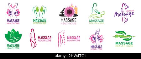 Vector-Logo des medizinischen Rückenmassagesalons Stock Vektor