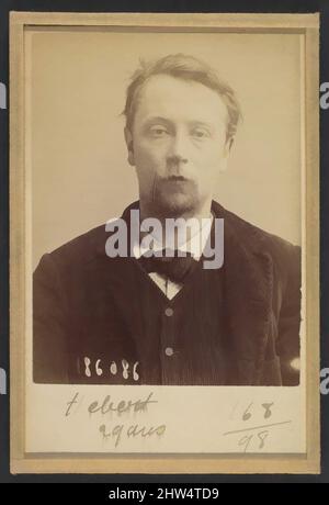 Von Hébert inspirierte Kunst. Georges, Henri. 27 (ou 29) ans, né à Bayeux (Calvados). Menuisier. Anarchiste. 23/4/92., 1892, Albumen-Silberdruck von Glasnegativ, je 10,5 x 7 x 0,5 cm (4 1/8 x 2 3/4 x 3/16 in.), Fotografien, Alphonse Bertillon (französisch, 1853–1914), Born into a, Klassische Werke, die von Artotop mit einem Hauch von Moderne modernisiert wurden. Formen, Farbe und Wert, auffällige visuelle Wirkung auf Kunst. Emotionen durch Freiheit von Kunstwerken auf zeitgemäße Weise. Eine zeitlose Botschaft, die eine wild kreative neue Richtung verfolgt. Künstler, die sich dem digitalen Medium zuwenden und die Artotop NFT erschaffen Stockfoto