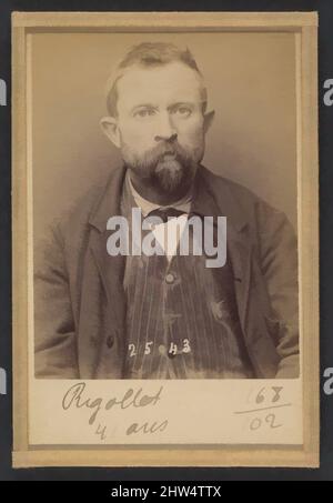 Kunst inspiriert von Rigollet. Alexandre. 41 ans, né dans le Loir-et-Cher. Terrassier. Anarchiste., 1894, Albumen-Silberdruck aus Glasnegativ, je 10,5 x 7 x 0,5 cm (4 1/8 x 2 3/4 x 3/16 in.), Fotografien, Alphonse Bertillon (französisch, 1853–1914), geboren in einer angesehenen Familie klassischer Werke, die von Artotop mit einem Schuss Moderne modernisiert wurden. Formen, Farbe und Wert, auffällige visuelle Wirkung auf Kunst. Emotionen durch Freiheit von Kunstwerken auf zeitgemäße Weise. Eine zeitlose Botschaft, die eine wild kreative neue Richtung verfolgt. Künstler, die sich dem digitalen Medium zuwenden und die Artotop NFT erschaffen Stockfoto