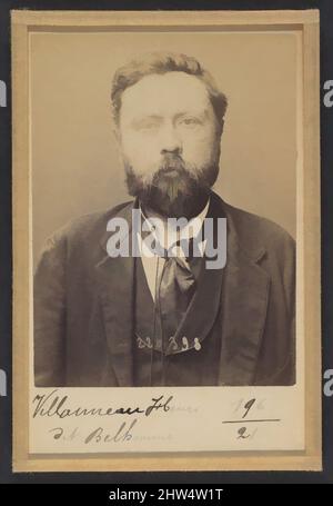 Kunst inspiriert von Villanneau. Henri, Fernand. 35 ans, né le 11/3/59 à Poitiers. Clerc de notaire. Anarchiste. 2/7/94., 1894, Albumen-Silberdruck von Glasnegativ, je 10,5 x 7 x 0,5 cm (4 1/8 x 2 3/4 x 3/16 in.), Fotografien, Alphonse Bertillon (französisch, 1853–1914), Born into a, Klassische Werke, die von Artotop mit einem Hauch von Moderne modernisiert wurden. Formen, Farbe und Wert, auffällige visuelle Wirkung auf Kunst. Emotionen durch Freiheit von Kunstwerken auf zeitgemäße Weise. Eine zeitlose Botschaft, die eine wild kreative neue Richtung verfolgt. Künstler, die sich dem digitalen Medium zuwenden und die Artotop NFT erschaffen Stockfoto