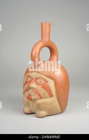 Kunst inspiriert von Stirrup Spout Bottle, 1. Jahrhundert v. Chr.–A.D. 7. Jahrhundert, Peru, Moche, Keramik, Pigment, H. 8 Zoll (20,4 cm), Keramik-Behälter, von Artotop modernisierte Classic Works mit einem Schuss Moderne. Formen, Farbe und Wert, auffällige visuelle Wirkung auf Kunst. Emotionen durch Freiheit von Kunstwerken auf zeitgemäße Weise. Eine zeitlose Botschaft, die eine wild kreative neue Richtung verfolgt. Künstler, die sich dem digitalen Medium zuwenden und die Artotop NFT erschaffen Stockfoto