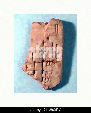 Kunst inspiriert von der Keilschrift: Fragment der Silbe A, ca. Ende 1. Jahrtausend v. Chr., Mesopotamien, Ton, 3 1/8 x 1 3/4 x 5/8 Zoll (8 x 4,5 x 1,5 cm), Clay-Tablets-Inschrift, Classic Works modernisiert von Artotop mit einem Schuss Moderne. Formen, Farbe und Wert, auffällige visuelle Wirkung auf Kunst. Emotionen durch Freiheit von Kunstwerken auf zeitgemäße Weise. Eine zeitlose Botschaft, die eine wild kreative neue Richtung verfolgt. Künstler, die sich dem digitalen Medium zuwenden und die Artotop NFT erschaffen Stockfoto