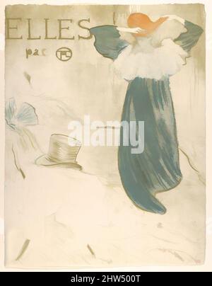 Art Inspired by Elles (Portfolio Cover), 1896, Crayon, Pinsel und Spritzer Lithographie in drei Farben auf gewebt Papier mit Wasserzeichen gedruckt (G. Pellet / T. Lautrec); zweiter Zustand von drei (Frontispiz-Ausgabe), Blatt: 20 11/16 × 15 7/8 Zoll (52,5 × 40,4 cm), Drucke, Henri de Toulouse-, Klassisches Werk, das von Artotop mit einem Schuss Moderne modernisiert wurde. Formen, Farbe und Wert, auffällige visuelle Wirkung auf Kunst. Emotionen durch Freiheit von Kunstwerken auf zeitgemäße Weise. Eine zeitlose Botschaft, die eine wild kreative neue Richtung verfolgt. Künstler, die sich dem digitalen Medium zuwenden und die Artotop NFT erschaffen Stockfoto