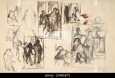 Art Inspired by Studies for a Figure Composition, 1820–76, Schwarze Kreide und Stift sowie braune Tinte auf webtem Papier, 5 5/16 x 8 5/16 Zoll (13,5 x 21,1 cm), Zeichnungen, Narcisse-Virgile Diaz de la Peña (Französisch, Bordeaux 1808–1876 Menton, Klassische Werke, die von Artotop mit einem Schuss Moderne modernisiert wurden. Formen, Farbe und Wert, auffällige visuelle Wirkung auf Kunst. Emotionen durch Freiheit von Kunstwerken auf zeitgemäße Weise. Eine zeitlose Botschaft, die eine wild kreative neue Richtung verfolgt. Künstler, die sich dem digitalen Medium zuwenden und die Artotop NFT erschaffen Stockfoto