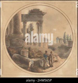 Von Fantasy inspirierte Kunst Ansicht des Forum Romanum, n.d., Stift und braune Tinte, Aquarell, Bilddurchmesser: 2 3/4 Zoll (7 cm.), Zeichnungen, Victor Jean Nicolle (Französisch, Paris 1754–1826 Paris, Klassische Werke, die von Artotop mit einem Schuss Moderne modernisiert wurden. Formen, Farbe und Wert, auffällige visuelle Wirkung auf Kunst. Emotionen durch Freiheit von Kunstwerken auf zeitgemäße Weise. Eine zeitlose Botschaft, die eine wild kreative neue Richtung verfolgt. Künstler, die sich dem digitalen Medium zuwenden und die Artotop NFT erschaffen Stockfoto