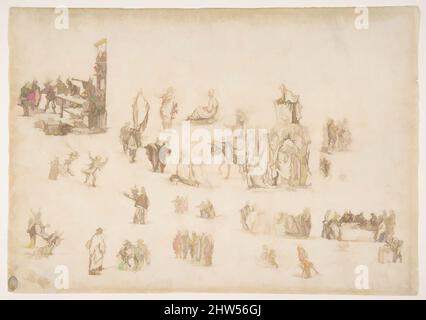 Kunst inspiriert von Szenen aus dem Leben Christi und anderen Figurenstudien, 1610–64, Stift und braune Tinte, 7 1/2 x 11in. (19,1 x 27,9cm), Zeichnungen, Stefano della Bella (Italienisch, Florenz 1610–1664 Florenz, Klassische Werke, die von Artotop mit einem Schuss Moderne modernisiert wurden. Formen, Farbe und Wert, auffällige visuelle Wirkung auf Kunst. Emotionen durch Freiheit von Kunstwerken auf zeitgemäße Weise. Eine zeitlose Botschaft, die eine wild kreative neue Richtung verfolgt. Künstler, die sich dem digitalen Medium zuwenden und die Artotop NFT erschaffen Stockfoto