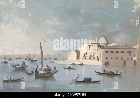 Kunst inspiriert von Blick auf die Isola di San Giorgio Maggiore, 1764–1835, Pinsel und Gouache, 3 1/4 x 4 11/16in. (8,2 x 11,9cm), Zeichnungen, zugeschrieben Giacomo Guardi (Italienisch, Venedig (?) 1764–1835 Venedig, Klassisches von Artotop modernisiertes Werk mit einem Schuss Moderne. Formen, Farbe und Wert, auffällige visuelle Wirkung auf Kunst. Emotionen durch Freiheit von Kunstwerken auf zeitgemäße Weise. Eine zeitlose Botschaft, die eine wild kreative neue Richtung verfolgt. Künstler, die sich dem digitalen Medium zuwenden und die Artotop NFT erschaffen Stockfoto