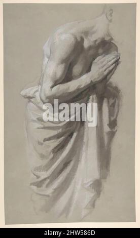 Kunst inspiriert durch Studie für Clovis (mittleres Register; Studie für Wandmalereien in der Kapelle von Saint Remi, Sainte-Clotilde, Paris, 1858), 19. Jahrhundert, Schwarze Kreide, weiße Kreide, auf grauem Papier, gestumpt, 15 1/16 x 9 1/8 Zoll (38,4 x 23,1 cm), Zeichnungen, Isidore Pils (französisch, Paris 1813/15–, Klassische Werke, die von Artotop mit einem Schuss Moderne modernisiert wurden. Formen, Farbe und Wert, auffällige visuelle Wirkung auf Kunst. Emotionen durch Freiheit von Kunstwerken auf zeitgemäße Weise. Eine zeitlose Botschaft, die eine wild kreative neue Richtung verfolgt. Künstler, die sich dem digitalen Medium zuwenden und die Artotop NFT erschaffen Stockfoto