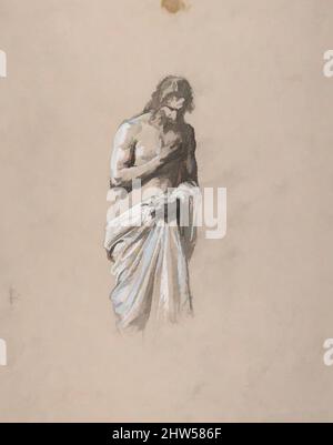 Kunst inspiriert durch Studie für Clovis (mittleres Register; Studie für Wandmalereien in der Kapelle Saint Remi, Sainte-Clotilde, Paris, 1858); rückseitig: Soldatenchef (ohne Bezug zu Sainte-Clotilde-Dekorationen), 19.. Jahrhundert, schwarze Kreide, gestumpt, mit weißem Gouache verstärkt, auf grauem Papier, Klassisches Werk, das von Artotop mit einem Schuss Moderne modernisiert wurde. Formen, Farbe und Wert, auffällige visuelle Wirkung auf Kunst. Emotionen durch Freiheit von Kunstwerken auf zeitgemäße Weise. Eine zeitlose Botschaft, die eine wild kreative neue Richtung verfolgt. Künstler, die sich dem digitalen Medium zuwenden und die Artotop NFT erschaffen Stockfoto