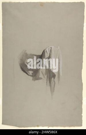 Kunst inspiriert von Drapierkunst Studie für Figurenhaltekrone (mittleres Register); Studie für Wandmalereien in der Kapelle Saint Remi, Sainte-Clotilde, Paris, 1858, 19. Jahrhundert, Schwarze Kreide, gestumpt, mit weißer Kreide verstärkt, auf grauem Papier, 18 5/8 x 12 1/16 Zoll (47,5 x 30,5 cm), Zeichnungen, Klassische Werke, die von Artotop mit einem Schuss Moderne modernisiert wurden. Formen, Farbe und Wert, auffällige visuelle Wirkung auf Kunst. Emotionen durch Freiheit von Kunstwerken auf zeitgemäße Weise. Eine zeitlose Botschaft, die eine wild kreative neue Richtung verfolgt. Künstler, die sich dem digitalen Medium zuwenden und die Artotop NFT erschaffen Stockfoto