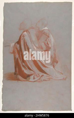 Kunst inspiriert von zwei Bischöfen (unteres Register; Studie für Wandmalereien in der Kapelle Saint Remi, Sainte-Clotilde, Paris, 1858), 19. Jahrhundert, Rote, weiße und schwarze Kreide auf blaugrauem Papier, 18 13/16 x 12 1/8 Zoll (47,8 x 30,7 cm), Zeichnungen, Isidore Pils (französisch, Paris 1813/15–1875, Klassische Werke, die von Artotop mit einem Schuss Moderne modernisiert wurden. Formen, Farbe und Wert, auffällige visuelle Wirkung auf Kunst. Emotionen durch Freiheit von Kunstwerken auf zeitgemäße Weise. Eine zeitlose Botschaft, die eine wild kreative neue Richtung verfolgt. Künstler, die sich dem digitalen Medium zuwenden und die Artotop NFT erschaffen Stockfoto