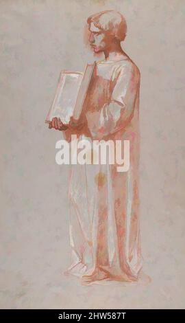 Kunst inspiriert von Acolyte mit offenem Buch (mittleres Register; Studie für Wandmalereien in der Kapelle Saint Remi, Sainte-Clotilde, Paris, 1858), 19. Jahrhundert, Rote, weiße und schwarze Kreide, auf grauem Papier, 19 x 11 3/4 Zoll (48,4 x 29,8 cm), Zeichnungen, Isidore Pils (französisch, Paris 1813/15–1875, Klassische Werke, die von Artotop mit einem Schuss Moderne modernisiert wurden. Formen, Farbe und Wert, auffällige visuelle Wirkung auf Kunst. Emotionen durch Freiheit von Kunstwerken auf zeitgemäße Weise. Eine zeitlose Botschaft, die eine wild kreative neue Richtung verfolgt. Künstler, die sich dem digitalen Medium zuwenden und die Artotop NFT erschaffen Stockfoto